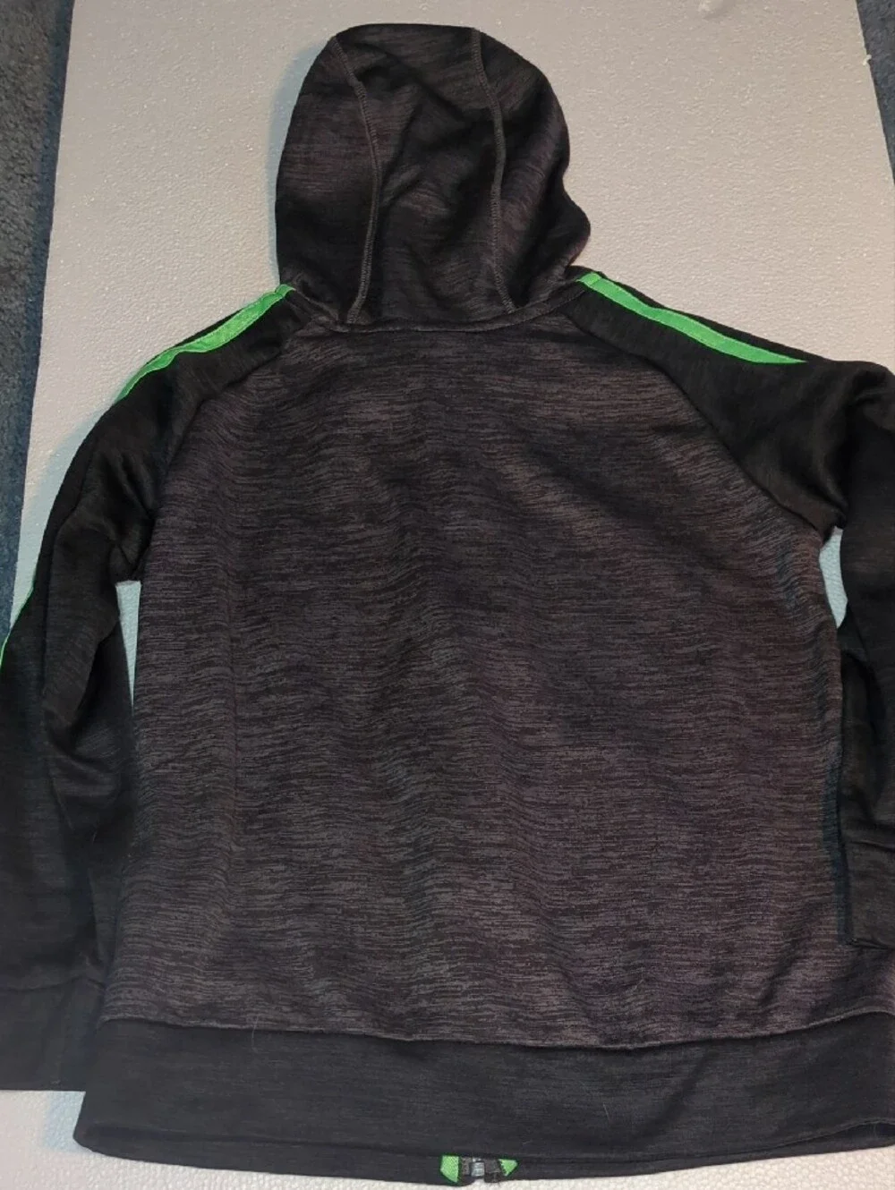Kid's Adidas Black Hoodie with Bright Green Logo & Stripe Accents 7T